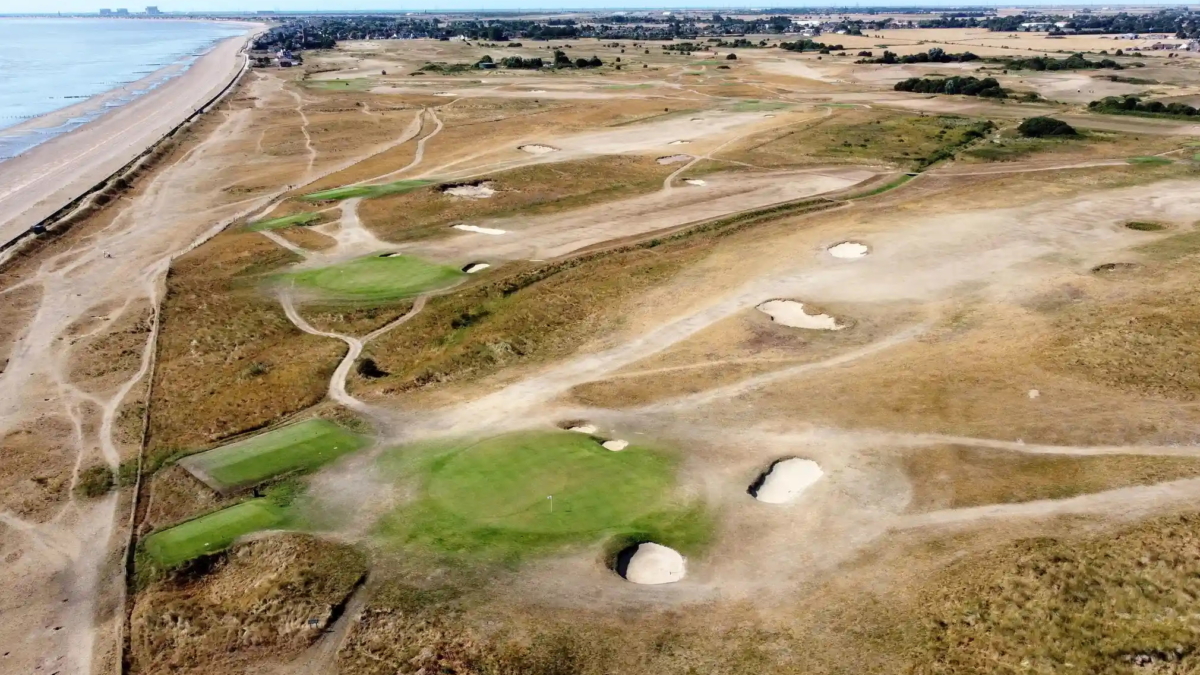 A view of the greens and fairways on a golf course near New Romney in Kent on 5 August 2022, as parched parts of England faced a hosepipe ban ahead of another predicted heatwave. Months of little rainfall, combined with record-breaking temperatures in July, left rivers at exceptionally low levels, depleted reservoirs, and dried out soil. Photo: Gareth Fuller / PA