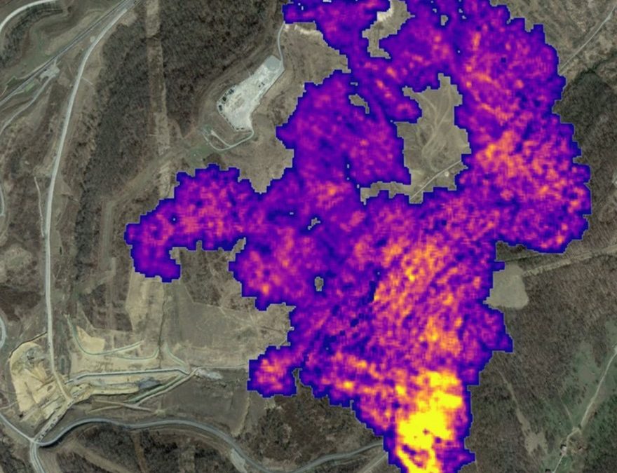 Methane plume from a coal vent over Marcellus shale in Pennsylvania. Graphic: Carbon Mapper