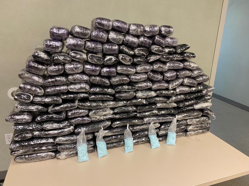  This undated file photo provided by the U.S. Drug Enforcement Administration, Los Angeles Field Division, shows some of the seized approximately 1 million fake pills containing fentanyl that were seized when agents served a search warrant, 5 July 2022, at a home in Inglewood, Calif. Heading into key elections, there have been assertions that the drug might be handed out like Halloween candy, something the U.S. Drug Enforcement Agency's head has said isn't true. And some candidates for elected office frame the crisis as mostly a border-control issue, though experts say the key to reining in the crisis is reducing demand for the drugs. Photo: Drug Enforcement Administration / AP
