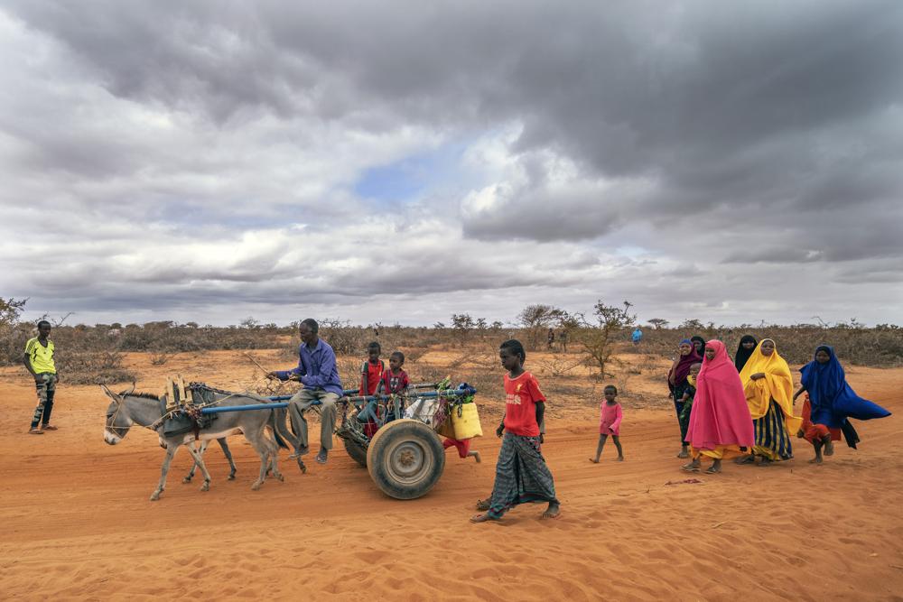 Mohamed Ahmed Diriye arrives with others to a displacement camp on the outskirts of Dollow, Somalia, on Tuesday, Sept. 20, 2022. Photo: Jerome Delay / AP Photo