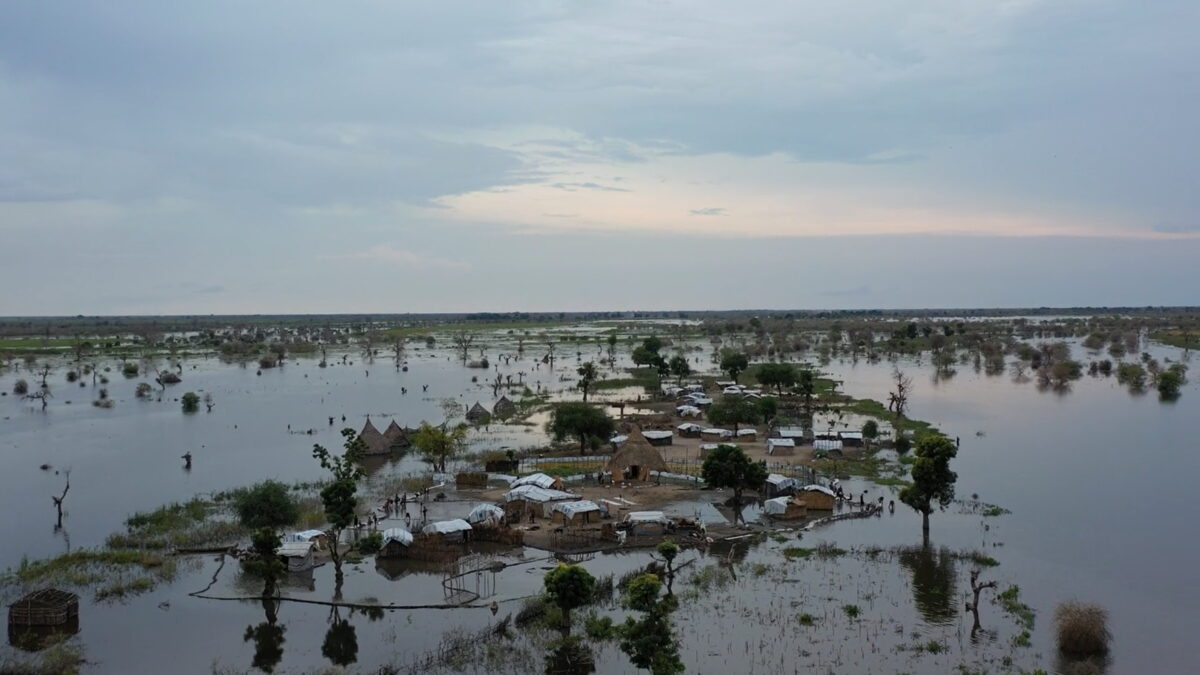 Aerial view of flooding in South Sudan following fourth year of historic rainfall, 18 October 2022. Photo: UNHCR