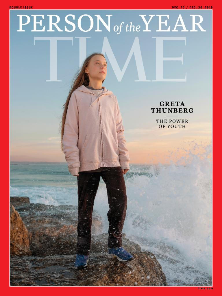 Greta Thunberg on the cover of TIME magazine as TIME’s 2019 Person of the Year. Photo: TIME