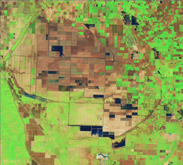 Lake Tulare in California on 1 February 2023 and 30 April 2023, as seen from the Operational Land Imager (OLI) on NASA’s Landsat 8 satellite, and the Operational Land Imager-2 (OLI-2) on the Landsat 9 satellite. In the spring of 2023, the long-dried basin of Lake Tulare rapidly refilled in the wake of intense rainfall and snowmelt. Photo: NASA