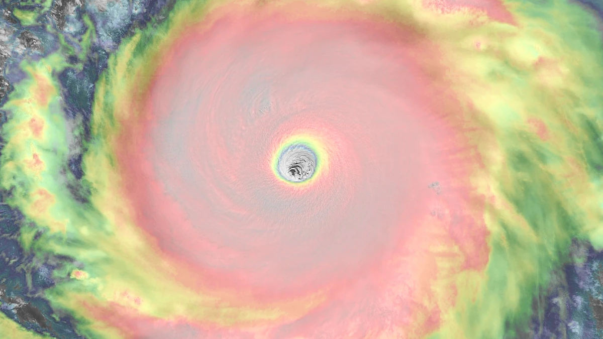 Satellite view of Super Typhoon Mawar capture by the Japanese satellite Himawari on Friday morning local time, 26 May 2023. Photo: RAMMB / CIRA