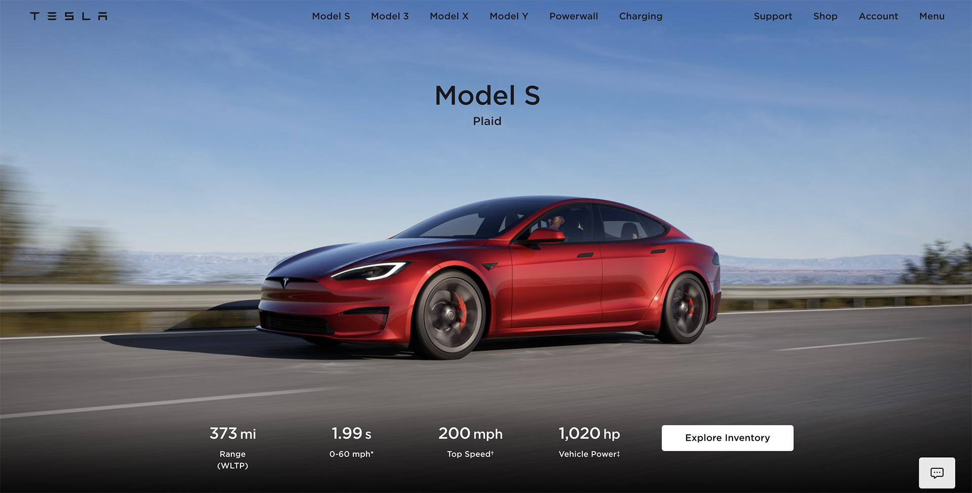 A screengrab from Tesla’s website advertises the Model S sport sedan. Driving range is among the most important factors considered by electric vehicle buyers. Photo: Tesla