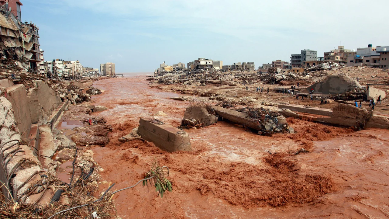 Heavy rainfall caused catastrophic flooding in Derna, northeastern Libya, on 11 September 2023. Photo: AFP / Getty Images