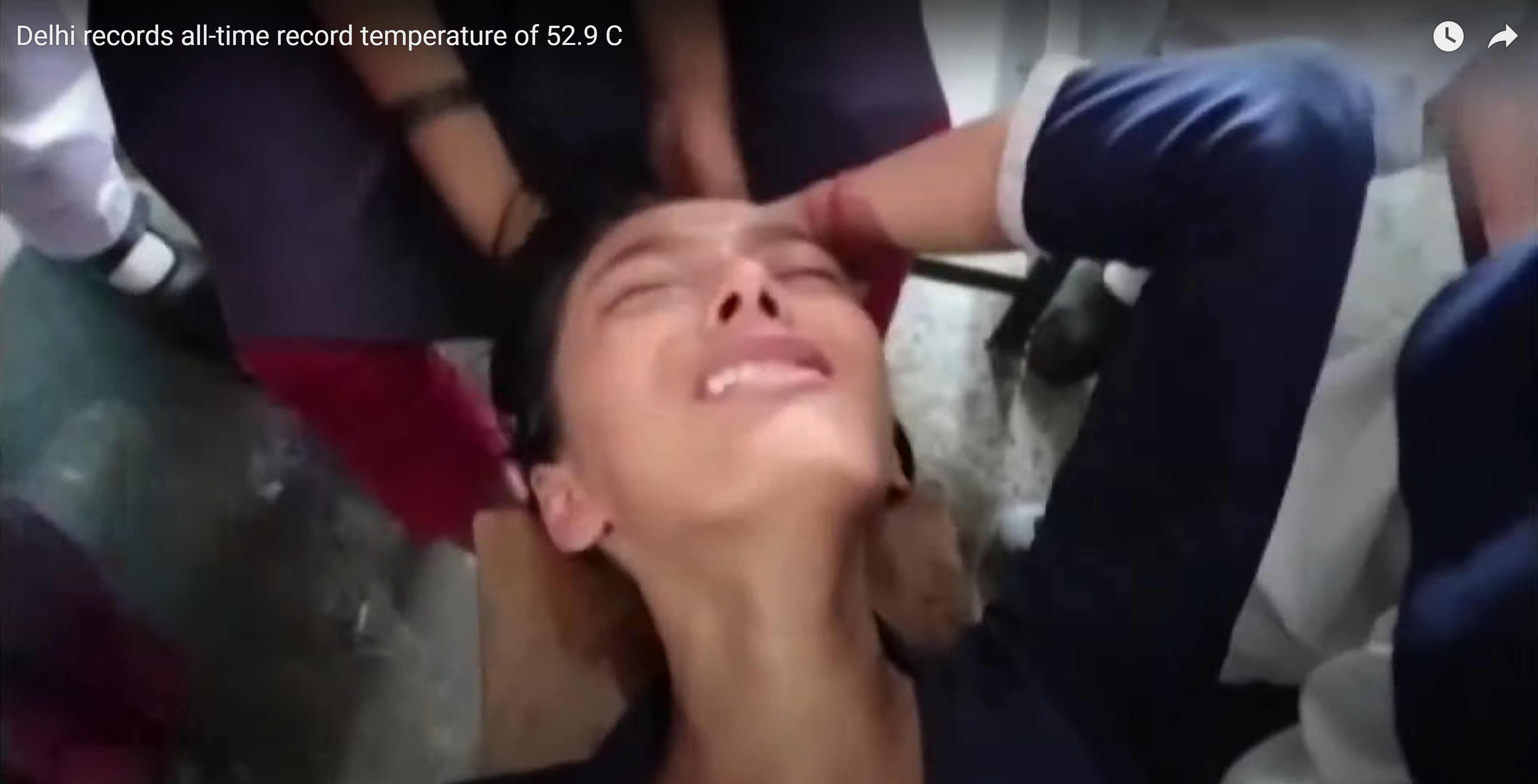 A screenshot from a CBC video shows a girl in Sheikpura, India suffering from record-breaking heat on 29 May 2024. In the northeast of India, students fainted from the heat in their classrooms. Photo: CBC