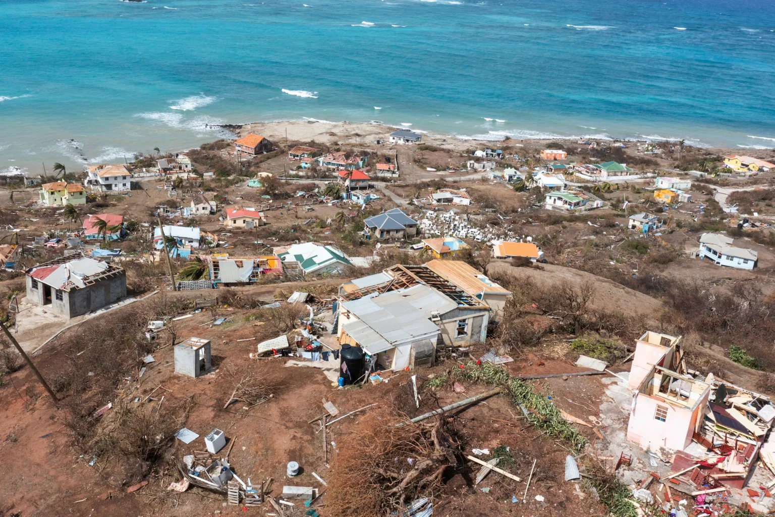 Drone footage showed the scale of the damage on Petite Martinique, Grenada after Hurricane Beryl, where homes were left without roofs and windows. Photo: BBC