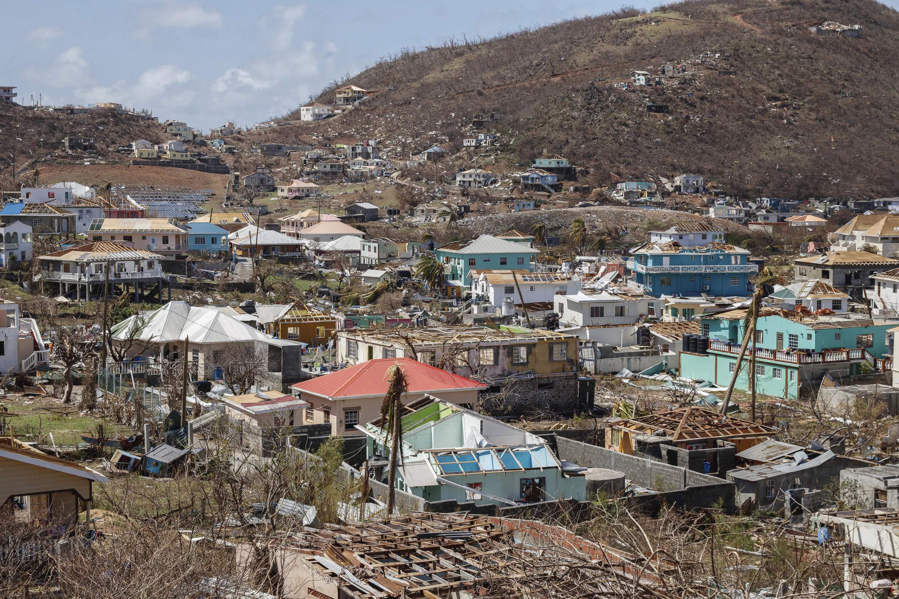 Homes destroyed by Hurricane Beryl lie in Clifton, Union Island, St. Vincent and the Grenadines, Thursday, 4 July 2024. Photo: Lucanus Ollivierre / AP Photo