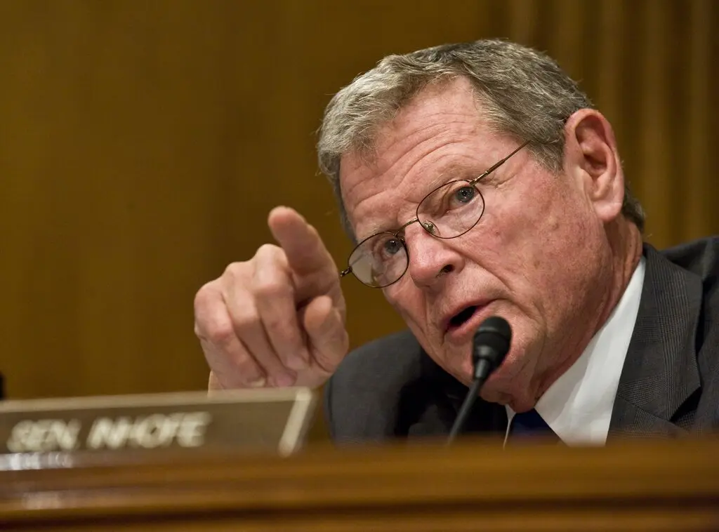 James M. Inhofe during a Senate hearing in 2009. The Senate Environment Committee gave him a prominent platform from which to speak out against growing scientific consensus that humans were causing climate change by burning fossil fuels. Photo: Scott J. Ferrell / Congressional Quarterly / Getty Images