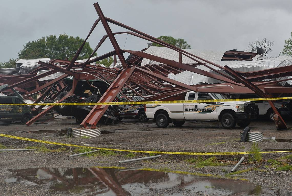 The St. Lucie County Sheriff’s Office was damaged in Fort Pierce as Hurricane Milton crossed into Florida. Photo: Eric Hasert / TCPALM / USA TODAY Network /  Imagn Images